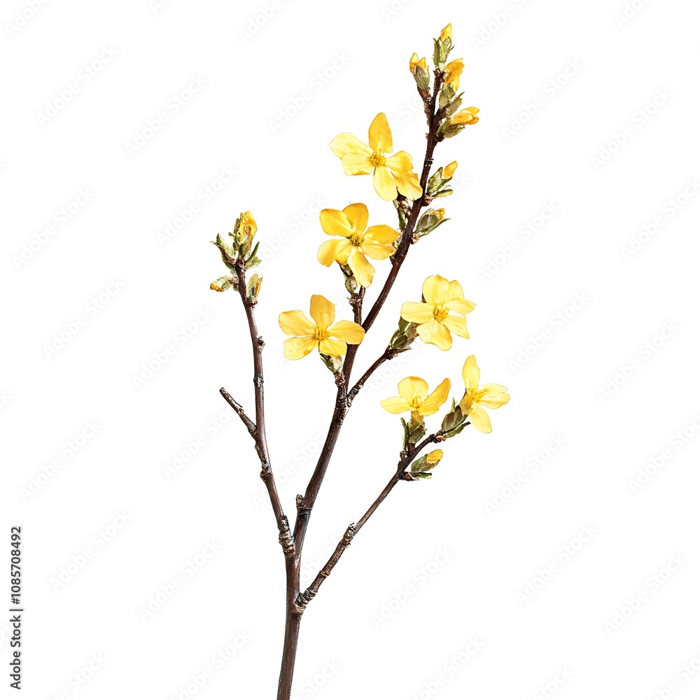 Forsythia isolated on white background, close up Forsythia isolated on white background, close up