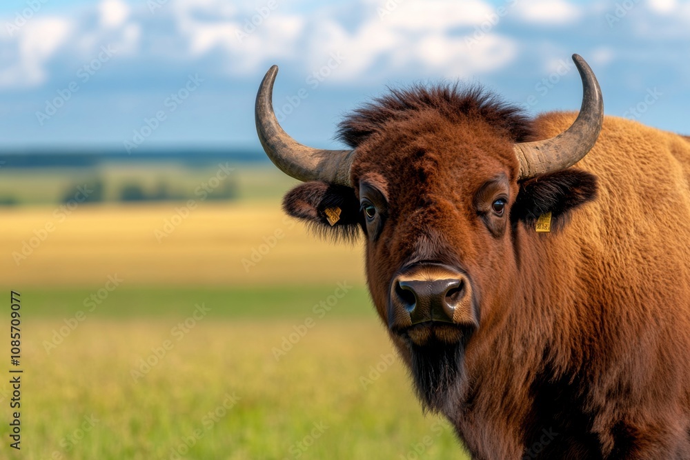 Majestic Bison in Vibrant Prairie Landscape: Capturing the Essence of Nature's Beauty and Wildlife Majesty Majestic Bison in Vibrant Prairie Landscape: Capturing the Essence of Nature's Beauty and Wildlife Majesty