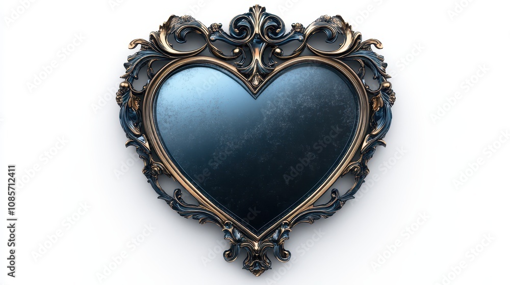 PNG Elegant heart-shaped ornate mirror PNG Elegant heart-shaped ornate mirror