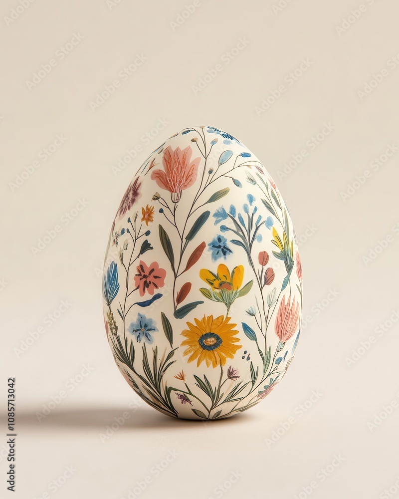 White egg with a floral design on it. hyperrealistic Video White egg with a floral design on it. hyperrealistic Video
