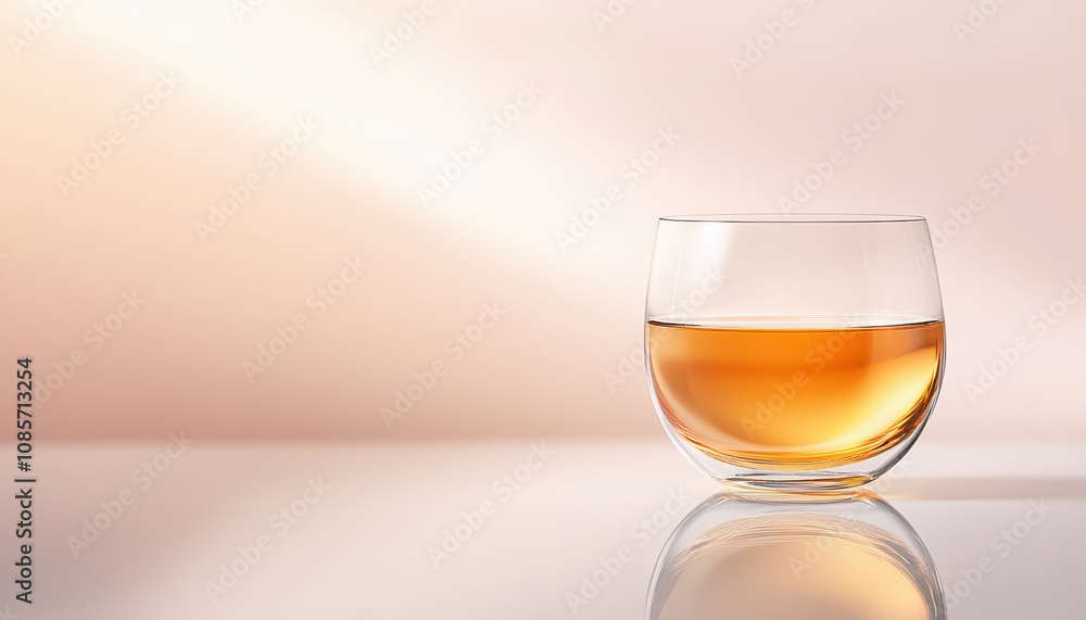 glass teacup filled with amber liquid reflects light beautifully, creating serene atmosphere. soft background enhances elegance of glass. tea and relaxation concept glass teacup filled with amber liquid reflects light beautifully, creating serene atmosphere. soft background enhances elegance of glass. tea and relaxation concept