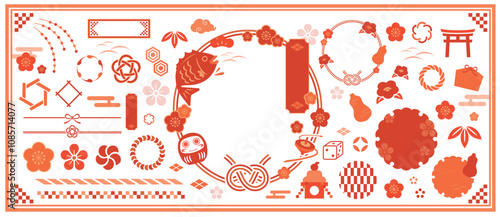 和風なイラストやあしらいセット