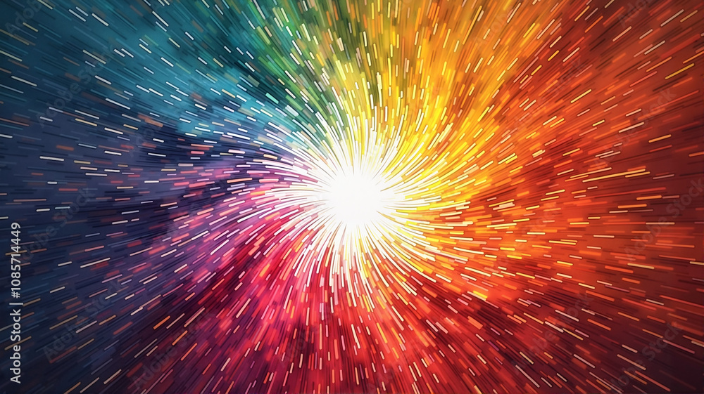 Colorful explosion-like pattern with bright center Colorful explosion-like pattern with bright center