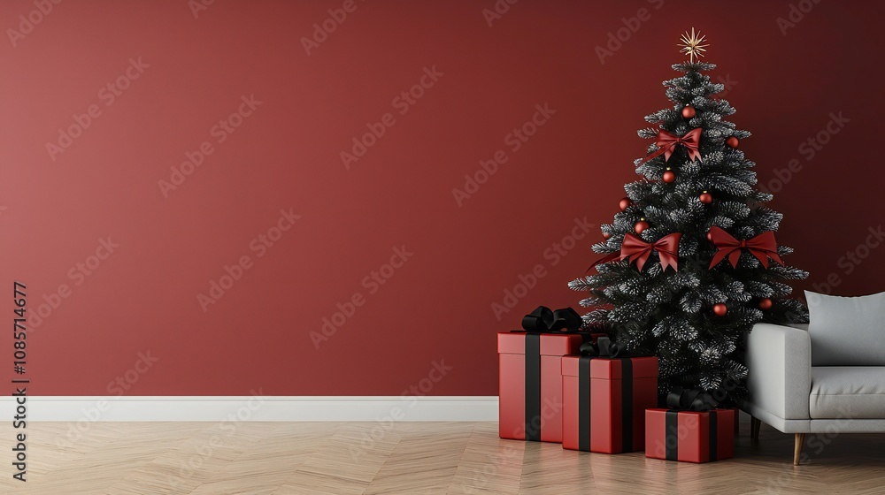 Festive Christmas Room Decor Red Presents Tree Festive Christmas Room Decor Red Presents Tree