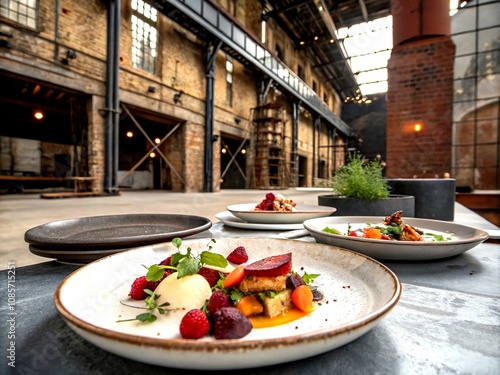 Exquisite Culinary Creations at Westergasfabriek: A Visual Feast of Seasonal Dishes and Elegant Presentation in a Unique Industrial Setting photo