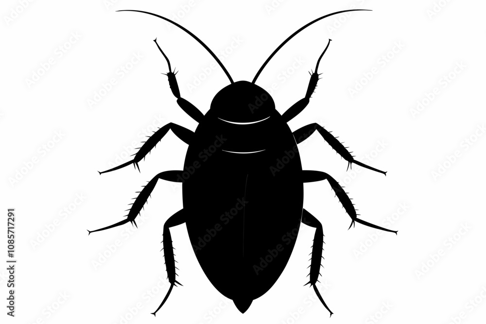 Cockroach silhouette, cockroach icon vector on white background Cockroach silhouette, cockroach icon vector on white background
