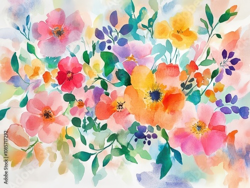 colorful watercolor banner designed for mother's day, featuring vibrant blooms and cheerful colors, leaving ample space for heartfelt text, evoking warmth and affection for mothers