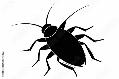 Cockroach silhouette, cockroach icon vector on white background