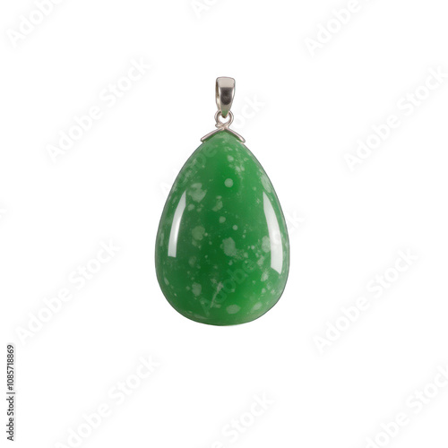 Green jade pendant isolated on white background PNG transparent