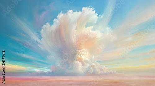 Pastel Dream Cloud: Ethereal Mesospheric Sky Painting photo