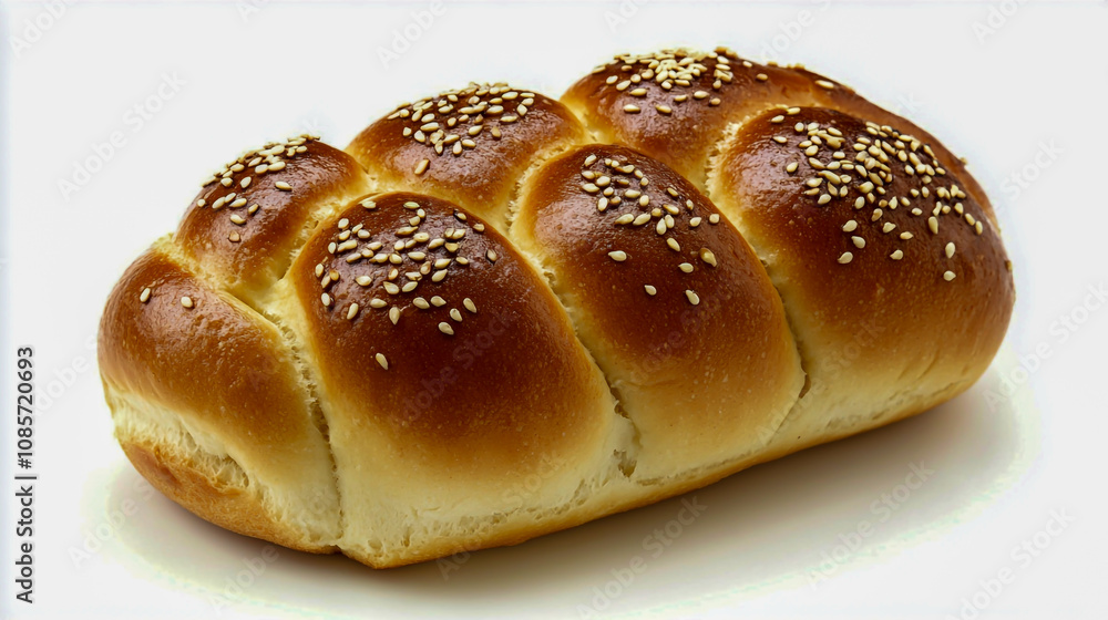Sesame seed bun isolated on a white background, showcasing its texture and details Sesame seed bun isolated on a white background, showcasing its texture and details