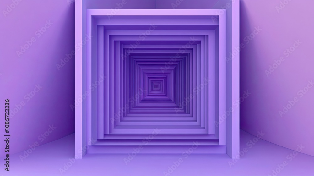 Purple Geometric Abstract with Receding Square Frames Purple Geometric Abstract with Receding Square Frames