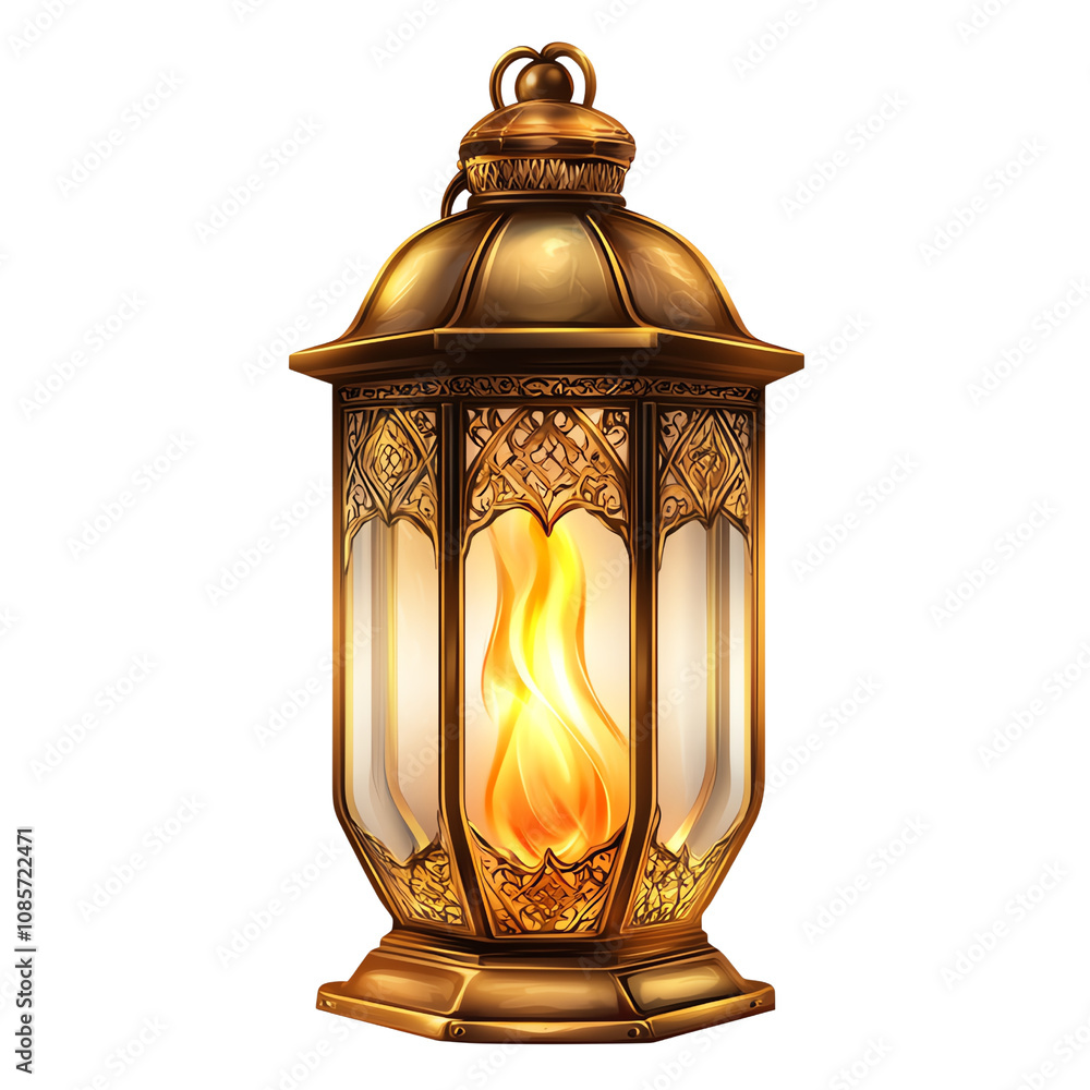 A beautifully crafted lantern with an intricate design, glowing warmly with a flickering flame, perfect for creating a cozy atmosphere.,Transparent background A beautifully crafted lantern with an intricate design, glowing warmly with a flickering flame, perfect for creating a cozy atmosphere.,Transparent background