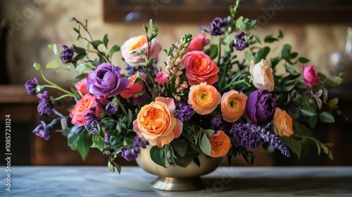 Wallpaper Mural Vibrant floral arrangement indoor setting still life photography home decor close-up view nature's beauty Torontodigital.ca