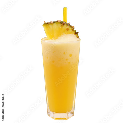 Pineapple juice in a glass isolated on white background PNG transparent