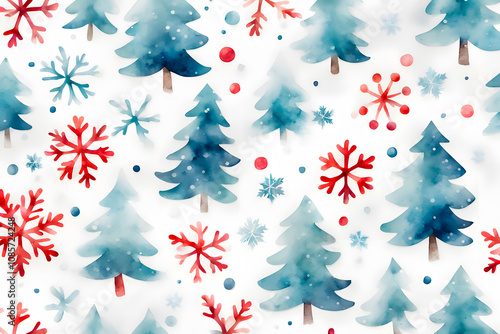 chritsmas background pattern tree  watercolour photo