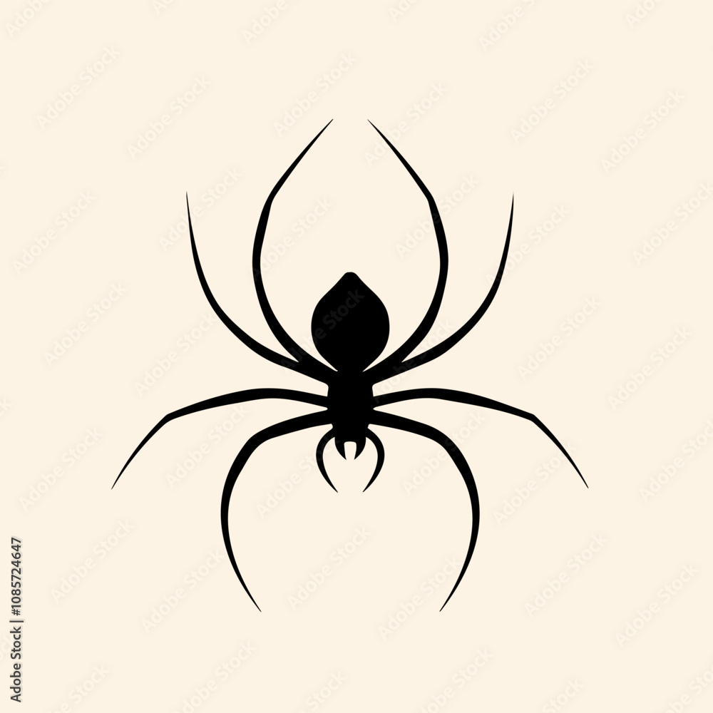 Vector animal illustration, logo, silhouette with spider Vector animal illustration, logo, silhouette with spider