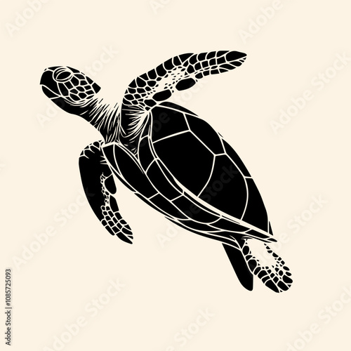 vector animal illustration, logo, silhouette with a turtle