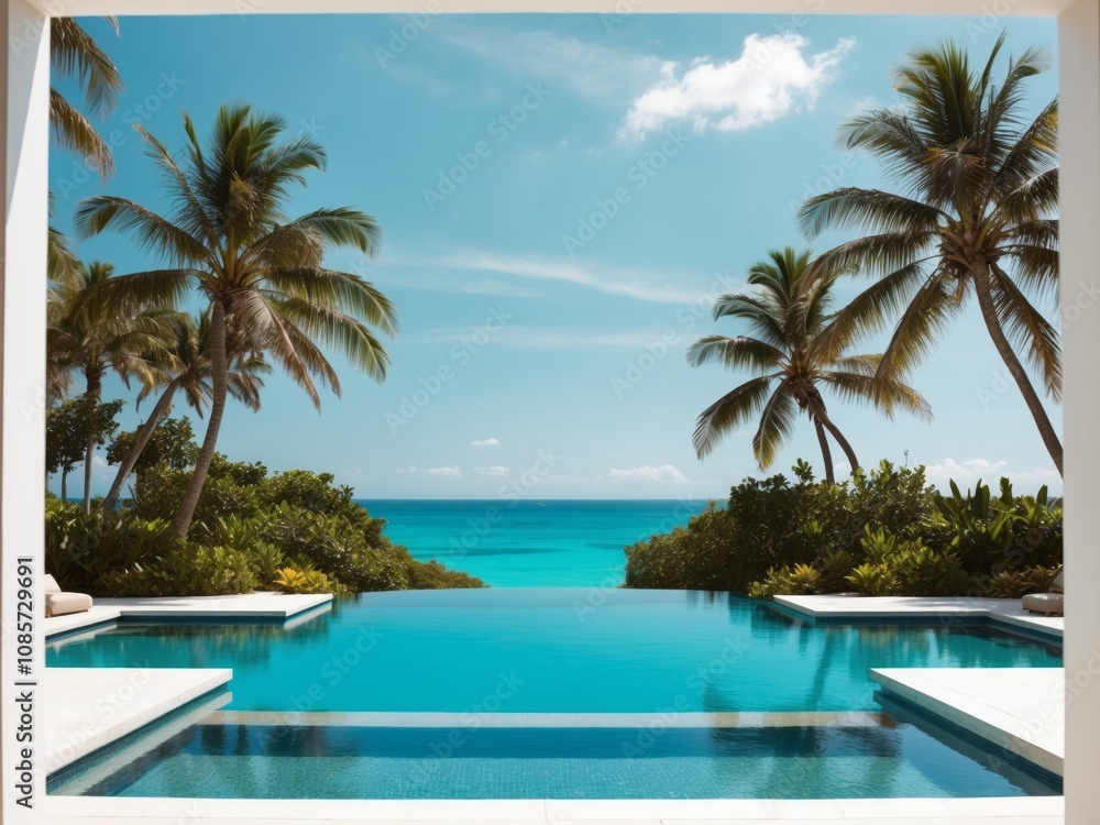 Tropical resort with infinity pool surrounded by lush greenery symbolizing luxury travel relaxation and the serenity of island retreats in paradise like settings. Tropical resort with infinity pool surrounded by lush greenery symbolizing luxury travel relaxation and the serenity of island retreats in paradise like settings.