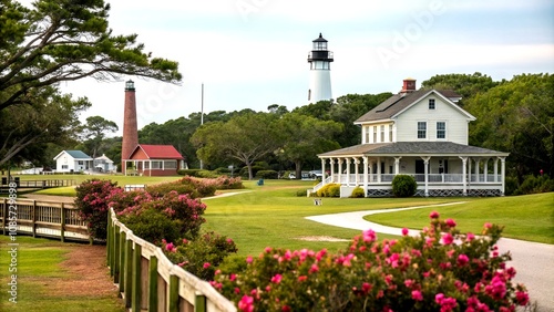 Historic Corolla Park in the Outer Banks of North Carolina: A Bokeh Effect Capture of Lush Nature and Iconic Landmarks for Scenic Photography Enthusiasts photo