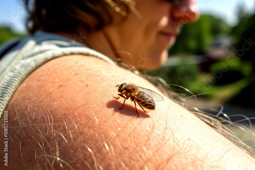 Intriguing Close-up of Human Botfly Infestation with Bokeh Effect, Illustrating the Intricacies of Parasitic Relationships in Nature and the Impact on Human Health photo