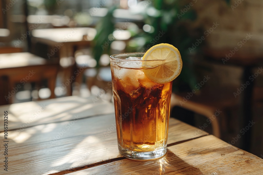 Refreshing Iced Tea with Lemon Slice on a Sunny Day Refreshing Iced Tea with Lemon Slice on a Sunny Day