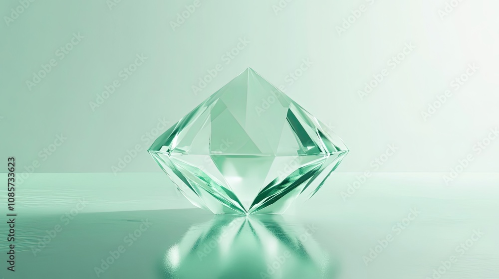 A Crystal Clear Diamond Reflecting on a Smooth Surface A Crystal Clear Diamond Reflecting on a Smooth Surface
