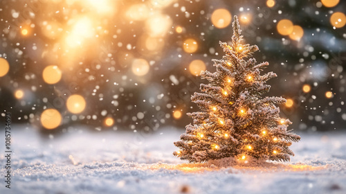 magical forest filled with Christmas trees adorned with glowing lights. The scene evokes warmth, holiday spirit, and wonder, symbolizing hope, peace, and the enchantment of the festive season