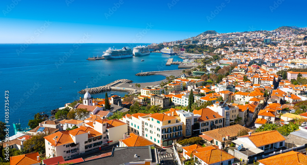 View of the capital of Madeira island Funchal, Portugal