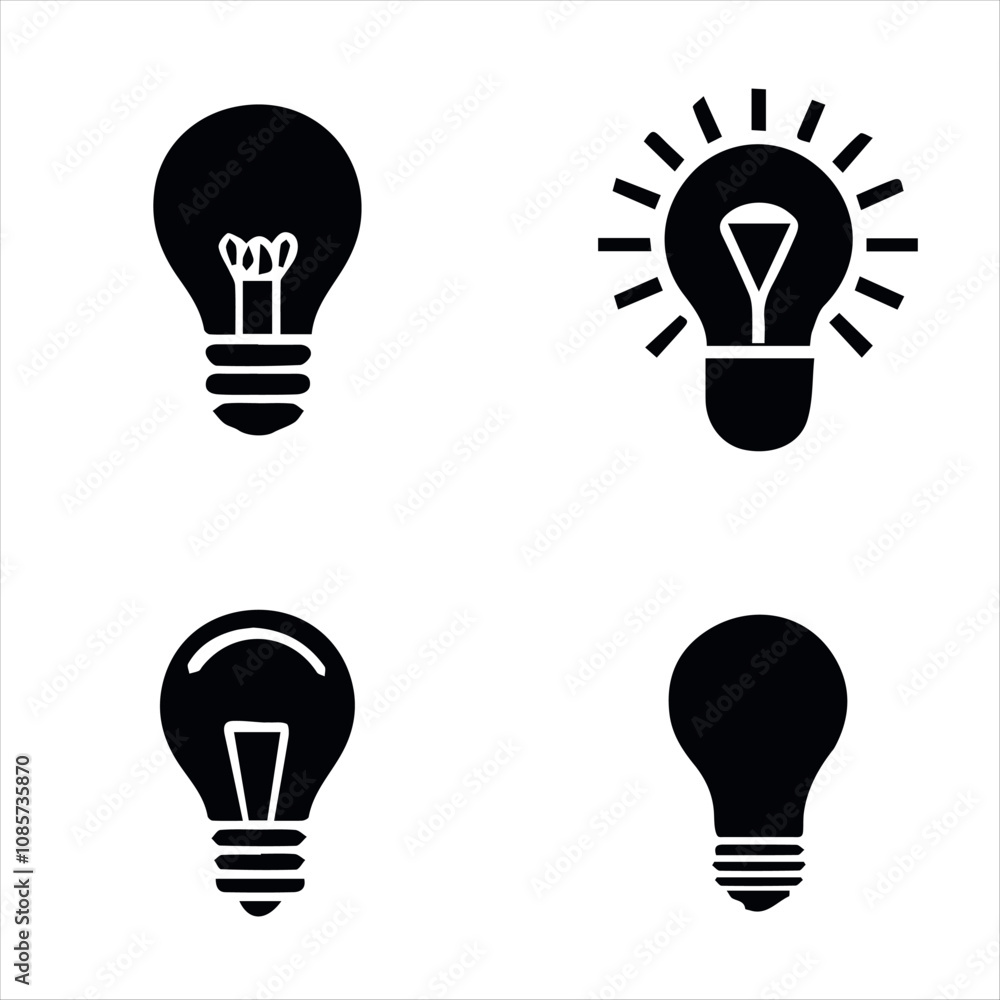 Bulb Light icon set vector, Light Bulb line icon vector, isolated on white background. Idea sign, solution, thinking concept. Bulb Light icon set vector, Light Bulb line icon vector, isolated on white background. Idea sign, solution, thinking concept.