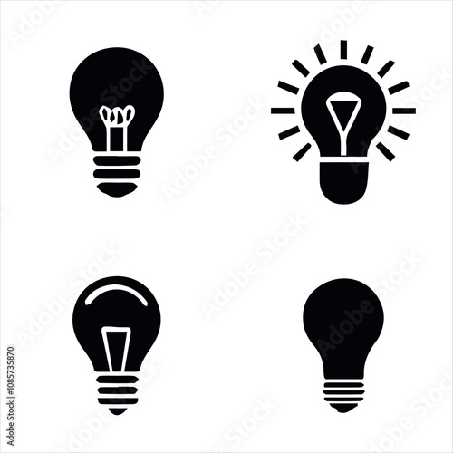 Bulb Light icon set vector, Light Bulb line icon vector, isolated on white background. Idea sign, solution, thinking concept.