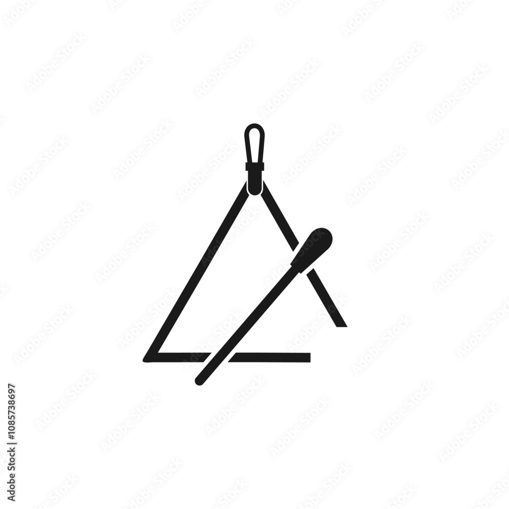 Triangle instrument glyph icon icon isolated on white background. Triangle instrument glyph icon icon isolated on white background.