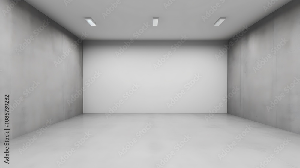 Obraz premium Empty Modern Room with Concrete Walls and White Floor