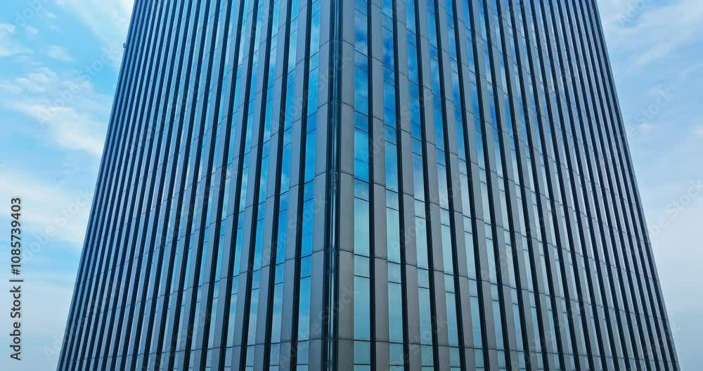 Close up of modern city commercial building glass building Close up of modern city commercial building glass building
