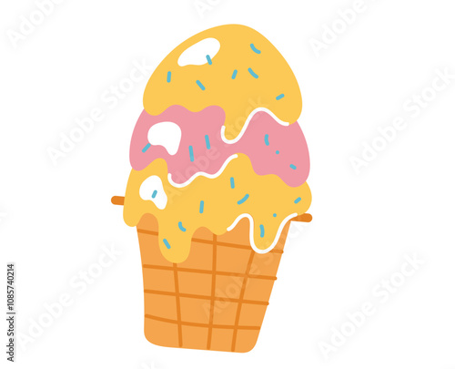 Ice cream simple line art style isolated concept. Vector flat graphic design illustration