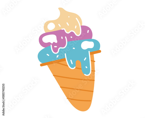 Ice cream simple line art style isolated concept. Vector flat graphic design illustration