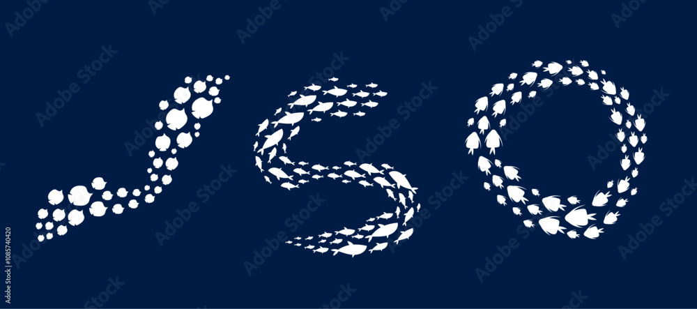 Fish aquarium silhouette group swim flow isolated set collection. Vector isolated graphic design illustration Fish aquarium silhouette group swim flow isolated set collection. Vector isolated graphic design illustration