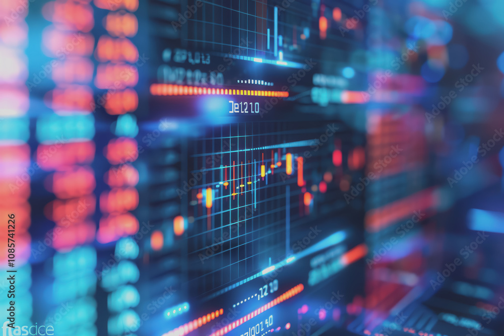 Modern digital financial stock market data visualization combined with Forex trading charts. Modern digital financial stock market data visualization combined with Forex trading charts.