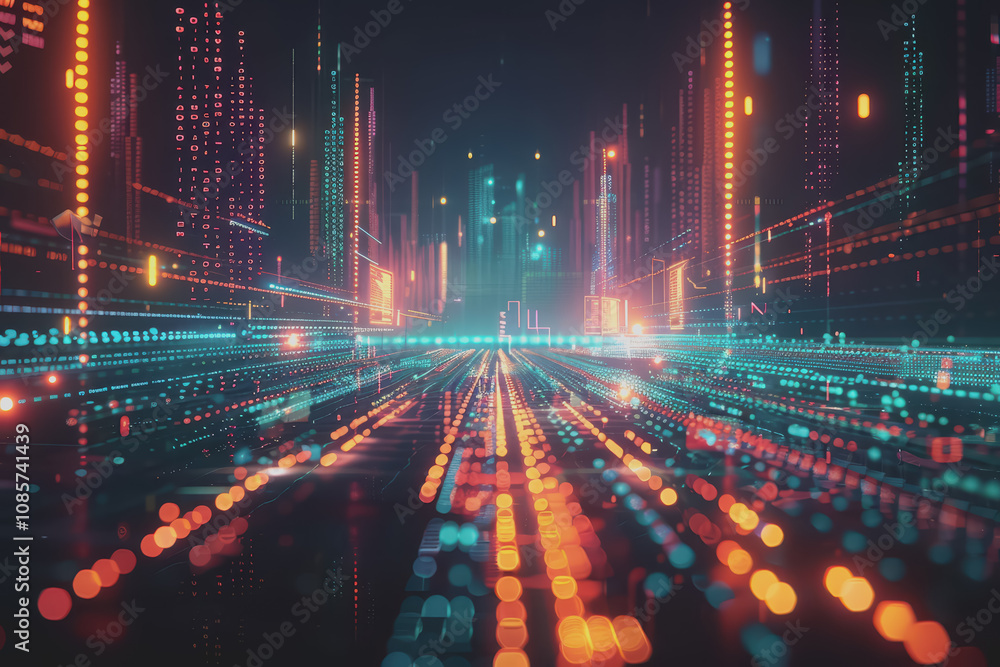 Fototapeta premium Modern digital financial stock market data visualization combined with Forex trading charts.