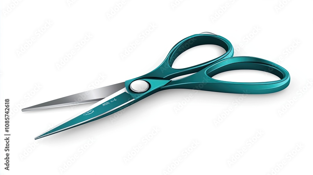 Teal and Silver Scissors with a White Background Teal and Silver Scissors with a White Background