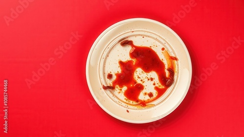 Obraz na płótnie Vibrant red backdrop with an empty plate symbolizing hunger, hunger pains, starve, design w salonie