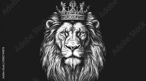 Lion with crown, vector print for posters and t-shirts.