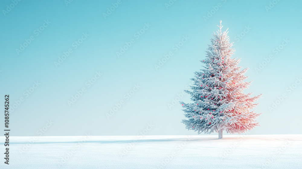 Fototapeta premium minimalist snowy landscape, embodying tranquility and stillness. The serene winter scene symbolizes peace, solitude, and the beauty of nature, evoking feelings of calmness and introspection in viewers