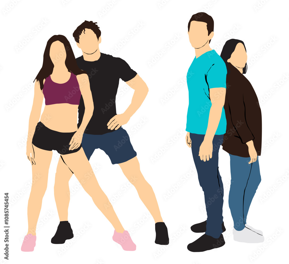 Fototapeta premium couple collection set people illustration