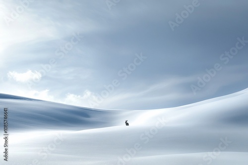 Solitude Amidst the Snowy Expanse: A Minimalist Winter Landscape photo