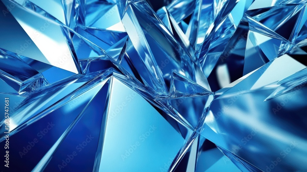 Abstract Blue Crystal Formation with Shattered Glass Texture Intertwined in a Futuristic Aesthetic, Perfect for Modern Designs and Digital Artwork Needs Abstract Blue Crystal Formation with Shattered Glass Texture Intertwined in a Futuristic Aesthetic, Perfect for Modern Designs and Digital Artwork Needs