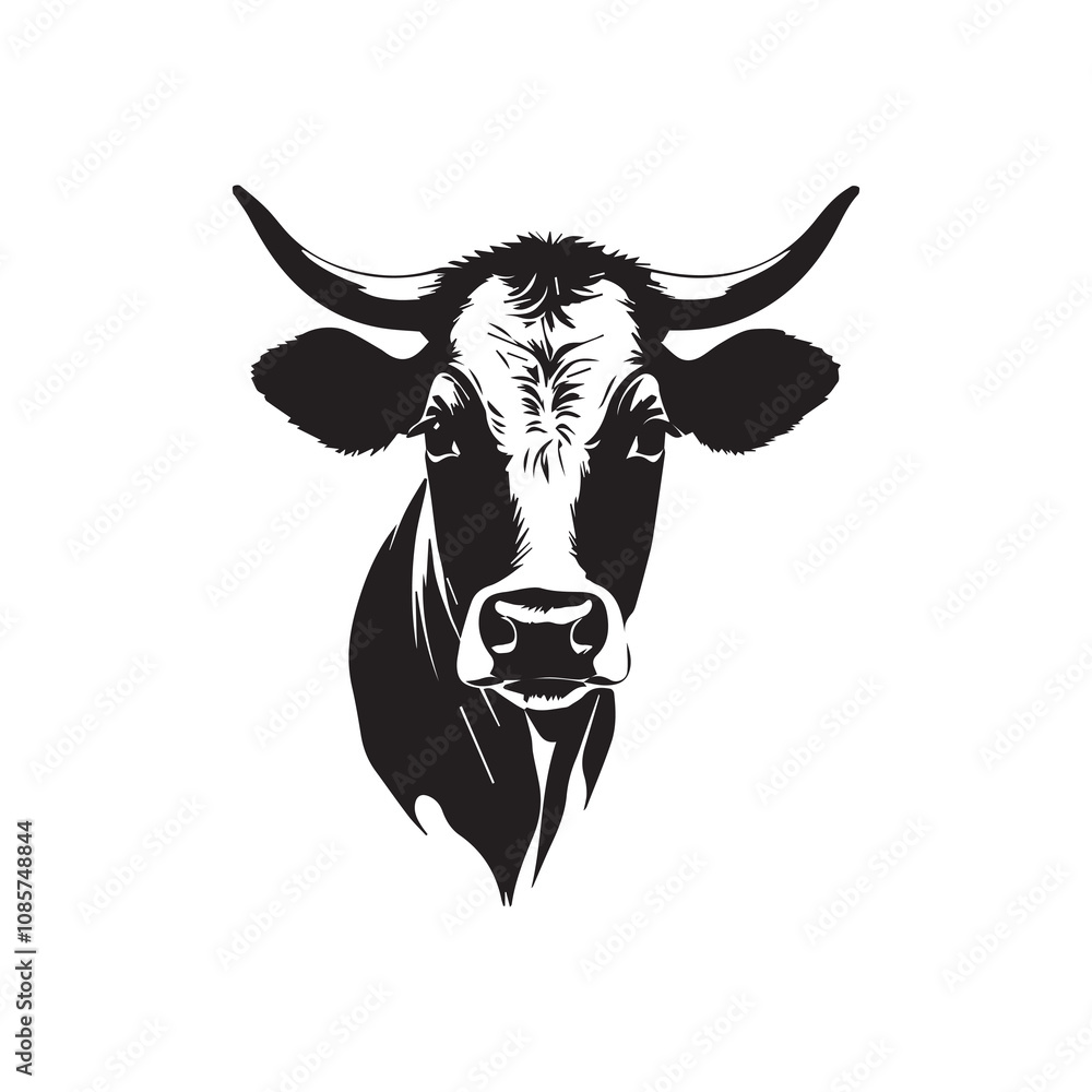 High-Quality Cow Vector Silhouette Design on White Background High-Quality Cow Vector Silhouette Design on White Background