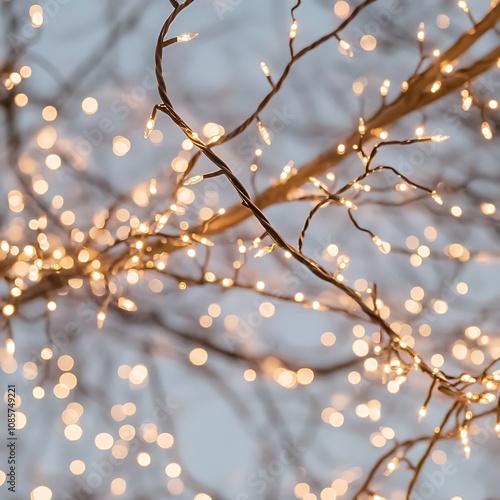 Warm Fairy Lights Twinkling On Branches