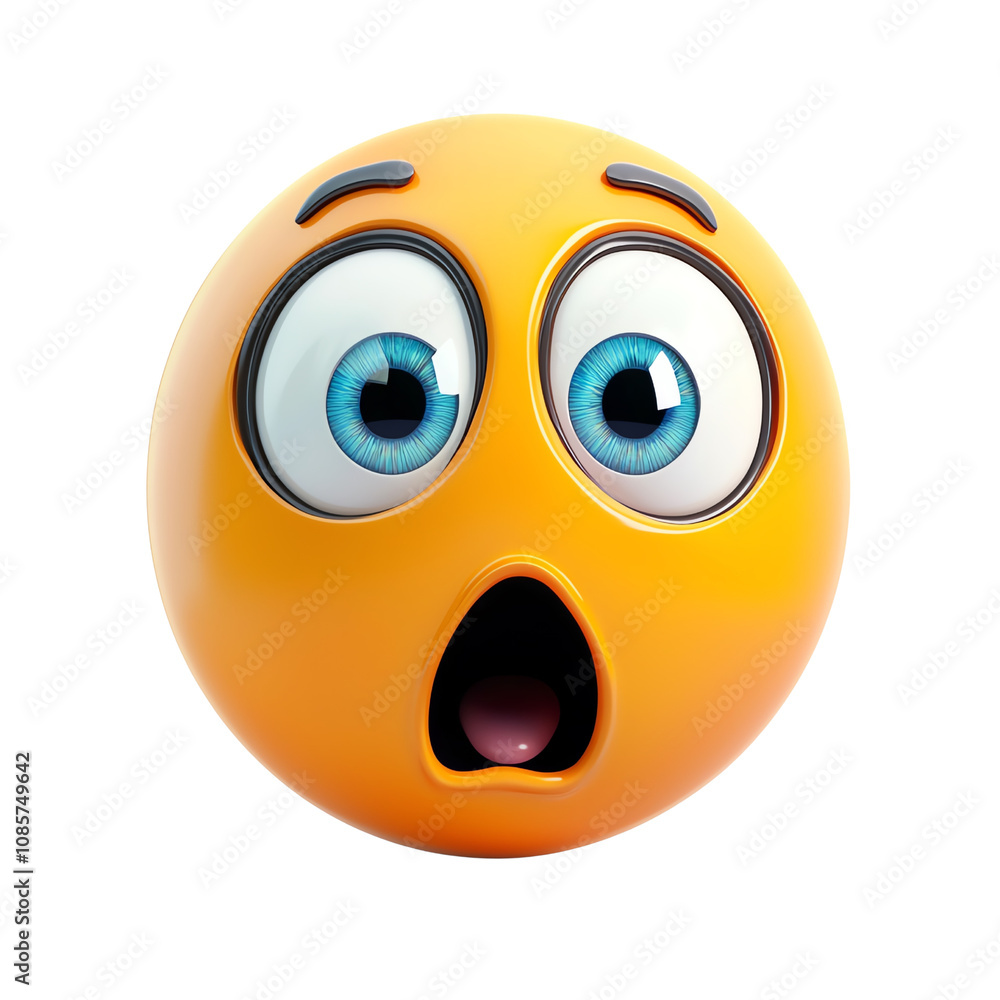 A vibrant, shocked emoji with large blue eyes, expressing surprise and emotion in a playful and fun design.,Transparent background A vibrant, shocked emoji with large blue eyes, expressing surprise and emotion in a playful and fun design.,Transparent background