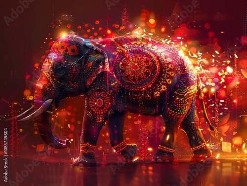 Colorful Mandala Elephant in Vibrant Design photo